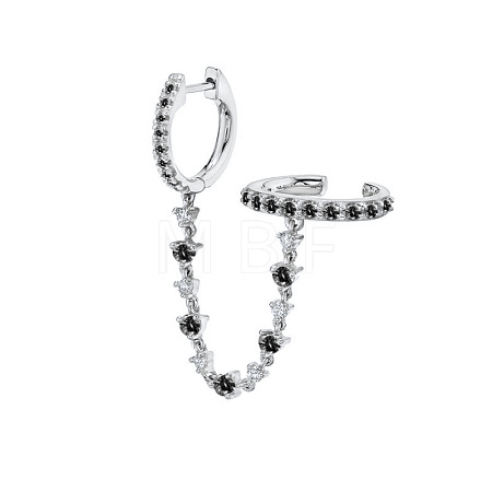 Brass Cubic Zirconia Hoop Earrings FS-WGC777E-09-1