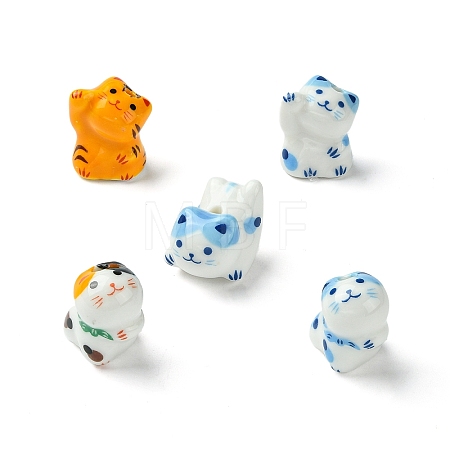 5Pcs Handmade Printed Porcelain Beads PORC-YW0001-18-1