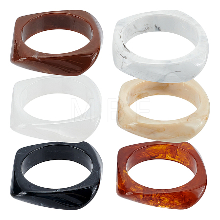 6Pcs 6 Colors Acrylic Bangles for Women BJEW-ME0001-03B-1