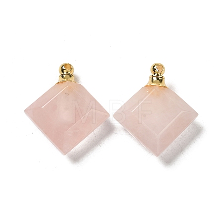 Natural Rose Quartz Perfume Bottle Pendants G-Z039-05G-04-1