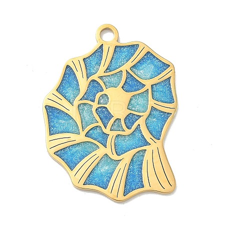 Ocean Theme 304 Stainless Steel Enamel Pendants STAS-G373-01B-01-1