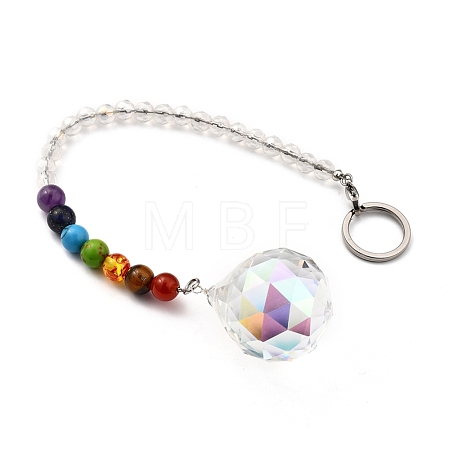 Chakra Round Ball Crystal Suncatcher Dowsing Pendulum Pendants PALLOY-JF00460-02-1