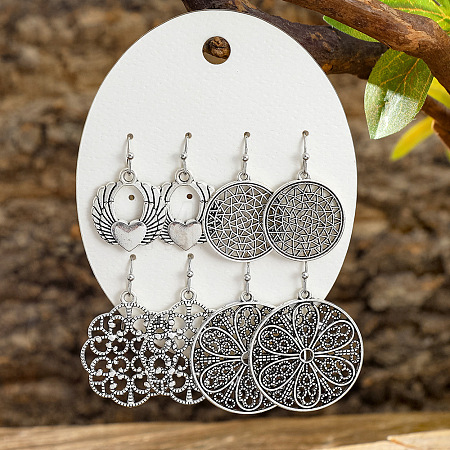 4 Pairs Zinc Alloy Dangle Earrings FS-WG0AE12-06-1
