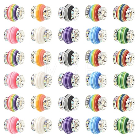 20Pcs Lantern-Shaped Striped Pattern Resin Rhinestone Beads KK-YW0003-92-1
