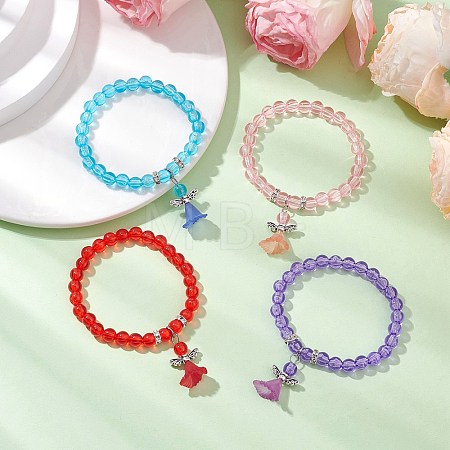 Transparent Plastic Beaded Stretch Bracelets for Children BJEW-JB11507-1
