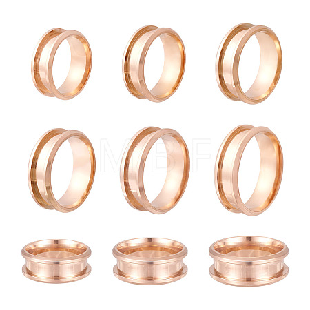 6Pcs 6 Size 201 Stainless Steel Grooved Finger Ring Settings FIND-YS0001-11-1
