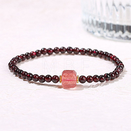 Natural Garnet Round Beads Stretch Bracelets WG583E5-06-1