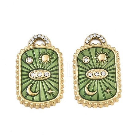 304 Stainless Steel Rhinestone Pendants STAS-P415-14G-1