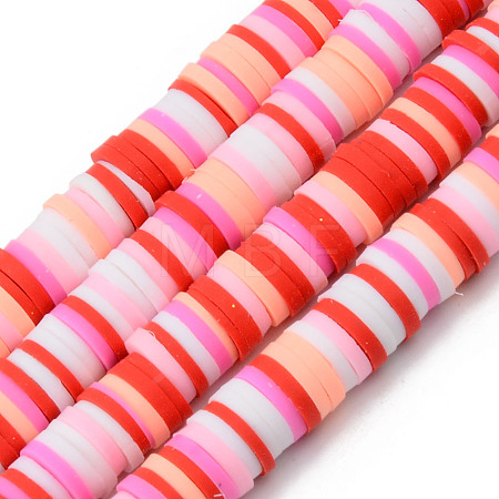 Handmade Polymer Clay Beads Strands CLAY-R089-6mm-104-1