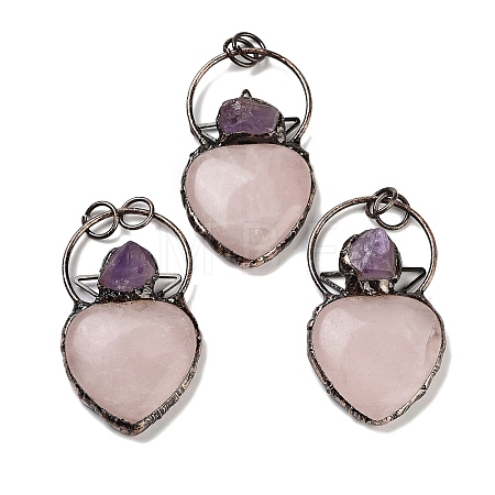 Natural Rose Quartz & Amethyst Big Pendants G-A221-04B-1