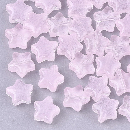 Transparent Spray Painted Glass Beads X-GLAA-N035-01-A02-1