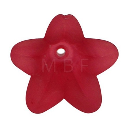 Red Frosted Transparent Acrylic Flower Beads X-PLF018-11-1