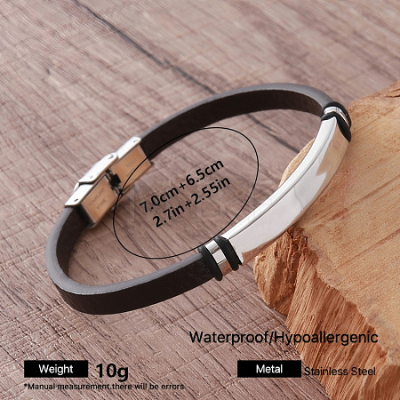 Vintage 304 Stainless Steel Men's Braided PU Leather Bracelets with Metal Clasps TT3196-9-1