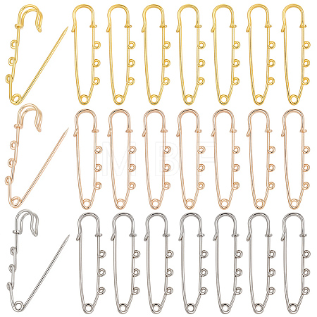 30Pcs 3 Colors Iron Safety Pin Brooch IFIN-SC0002-11-1