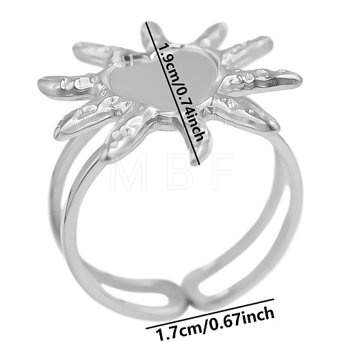 Non-Tarnish Stylish Sun Shape 304 Stainless Steel Cuff Adjustable Ring for Women DD6056-1-1