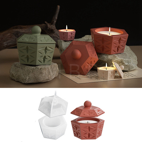 Hexagon DIY Silicone Candle Holder Molds DIY-Q037-01A-1