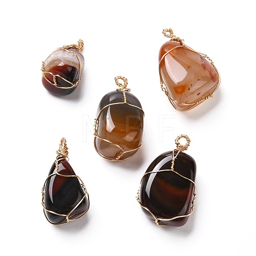 Natural Agate Beads Pendant PALLOY-JF00863-1