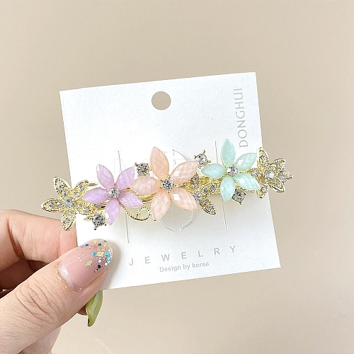 Flower Alloy & Resin Hair Barrettes PW-WGCE9AD-04-1