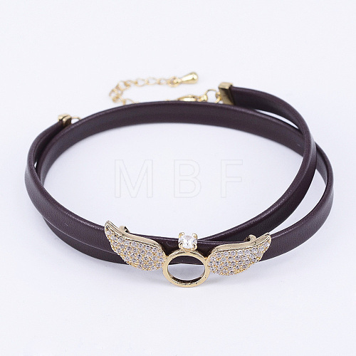 PU Leather Cord Choker Necklaces NJEW-H477-27G-1