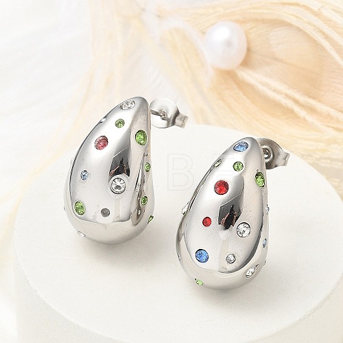 304 Stainless Steel Teardrop Stud Earrings EJEW-B108-05P-B-1