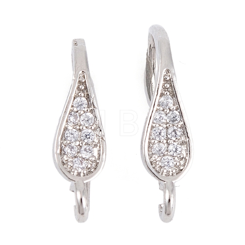 Rack Plating Brass Cubic Zirconia Earring Hooks KK-S374-05P-02-1