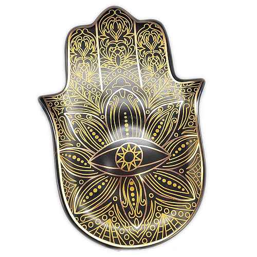 Ceramics Hamsa Hand/Hand of Miriam with Flower Jewelry Tray WG39177-02-1