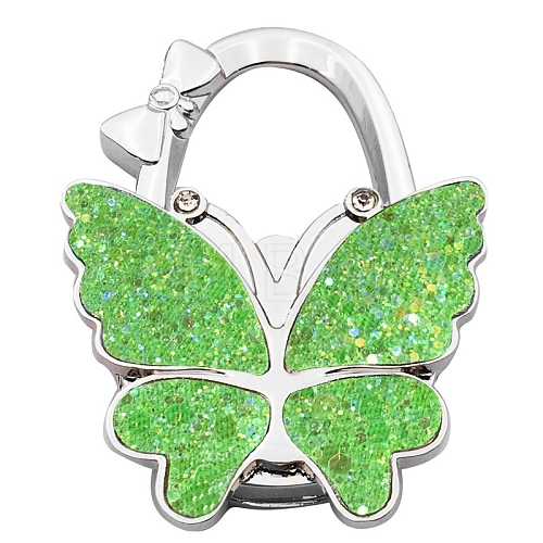 Glitter Butterfly Zinc Alloy Crystal Rhinestone Bag Hanger BAGH-F001-A15-1