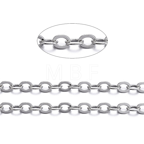 Brass Flat Oval Cable Chains X-CHC025Y-NFK-1