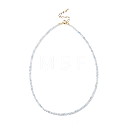 Natural Aquamarine Beaded Necklaces NJEW-JN02990-01-1