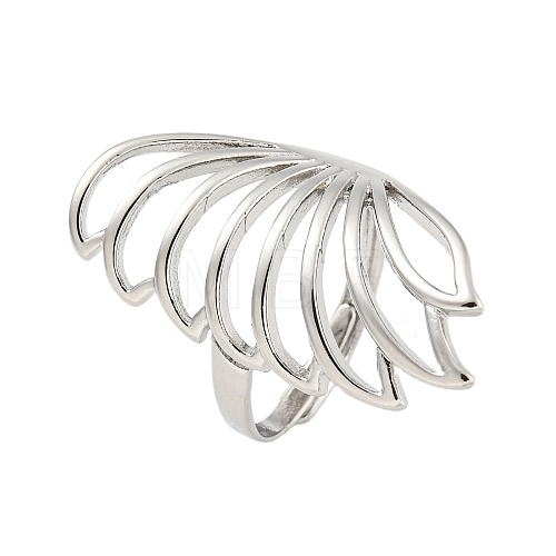 Hollow Butterfly Brass Open Cuff Ring for Women RJEW-M175-02P-1