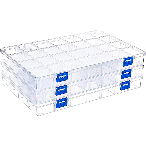 3Pcs Rectangle PP Plastic Bead Storage Container CON-BC0002-23-1