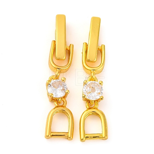 Brass with Cubic Zirconia Fold Over Clasps ZIRC-WH0002-07C-1