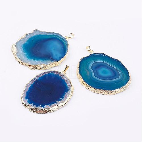 Natural Agate Big Pendants G-P305-E05-G-1