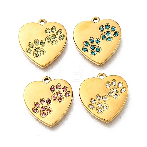 304 Stainless Steel Rhinestone Pendants STAS-R159-55G-1