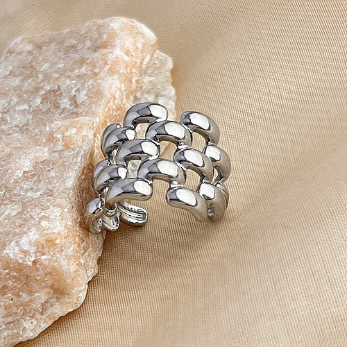 304 Stainless Steel Web Open Cuff Rings RJEW-K258-06P-1