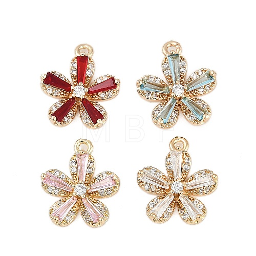 Rack Plating Brass Micro Pave Cubic Zirconia Pendants KK-C082-01G-1