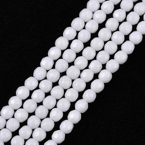 Synthetic White Agate Beads Strands G-D419-4mm-01-1
