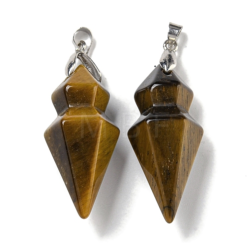 Natural Tiger Eye Pointed Pendants G-F766-08AS-07-1