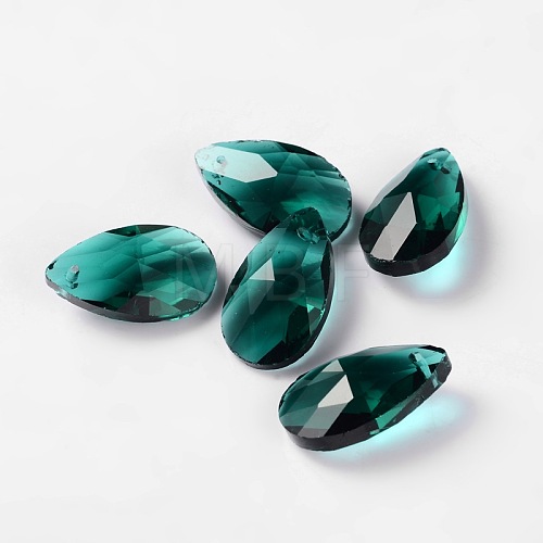 Faceted Teardrop Glass Pendants GLAA-O008-B14-1