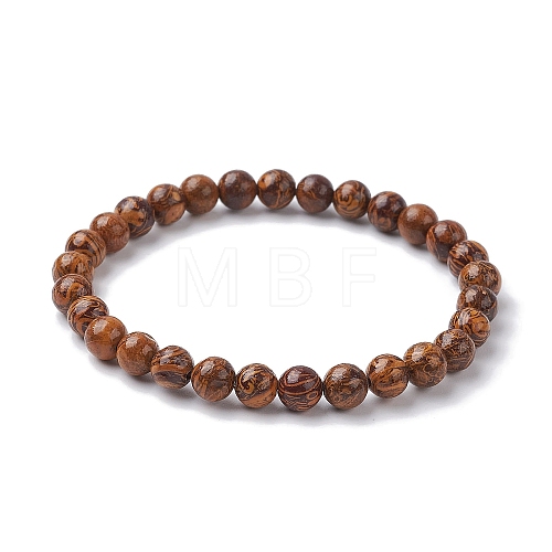 Natural Miriam Stone Round Beaded Stretch Bracelets BJEW-JB09917-02-1