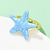 Brass Enamel Adjustable Cuff Rings for Women RJEW-G357-01J-3