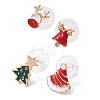 4Pcs Christmas Theme Alloy Enamel Stud Earrings EJEW-B068-02KCGG-04-2