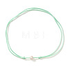 Imitation Pearl White Potato Pendant Adjustable Waxed Cord Necklaces for Women OH8963-2-1