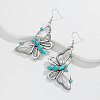Butterfly Alloy & Synthetic Turquoise Dangle Earrings FS-WG781FC-01-2
