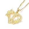 304 Stainless Steel Heart Pendant Necklaces with Cubic Zirconia NJEW-H029-01G-T-1