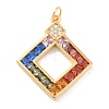 Eco-Friendly Brass Micro Pave Cubic Zirconia and Glass with Enamel Pendants KK-K268-30G-2
