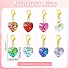 40Pcs 8 Colors Heart Glass Pendant Decorations HJEW-YW00402-2