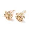 Snowflake Brass Micro Pave Cubic Zirconia Stud Earrings EJEW-Z152-02G-03-4