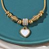 European Style Polymer Clay Rhinestones & 201 Stainless Steel & Natural Shell Charm Bracelets BJEW-G765-03G-02-3