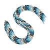 Gradient Color Natural Dyed White Jade & Green Spot Jasper & Lapis Lazuli & Synthetic Shoushan Stone Beads Strands GG-CBA1E0E-01E-4